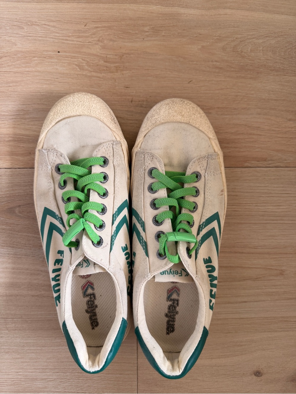 Feiyue Sneakers in Cream with Green Accents